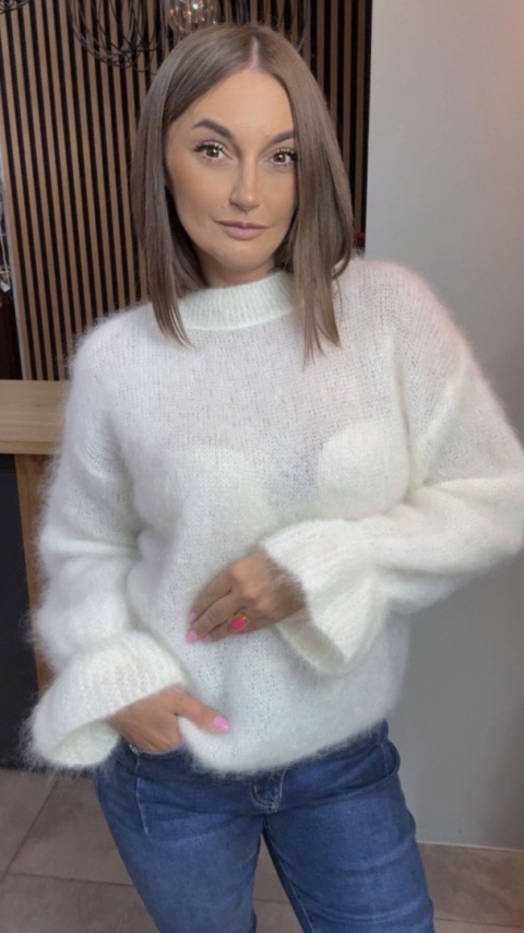Sweter Premium GIANCHI z Kid Mohair - Śmietanka