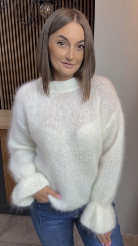 Sweter Premium GIANCHI z Kid Mohair - Śmietanka