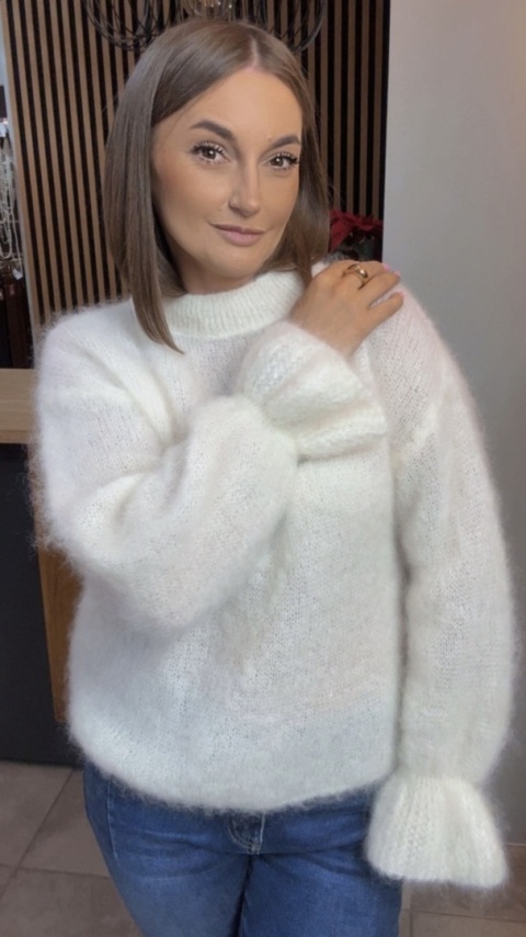 Sweter Premium GIANCHI z Kid Mohair - Śmietanka