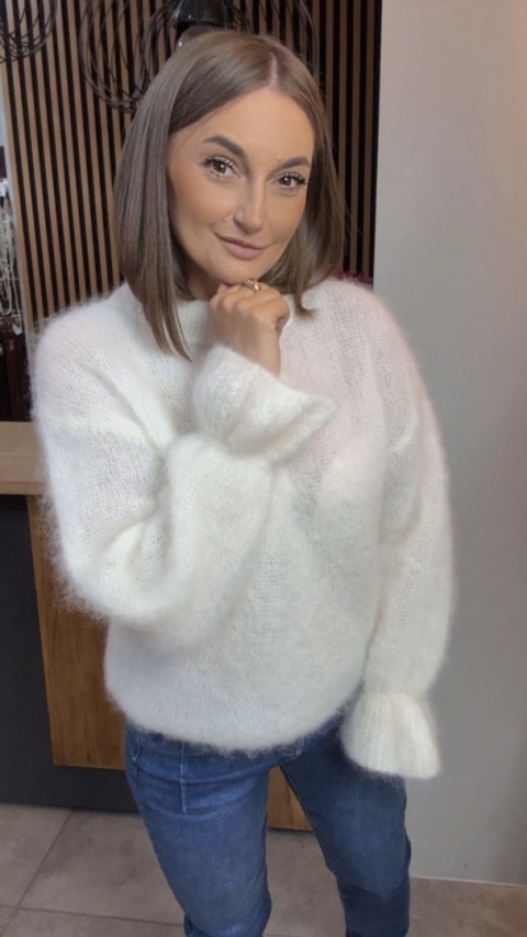 Sweter Premium GIANCHI z Kid Mohair - Śmietanka