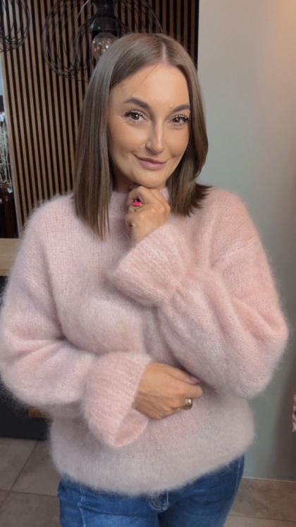 Sweter Premium GIANCHI z Kid Mohair – Pudrowy Róż