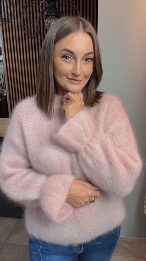 Sweter Premium GIANCHI z Kid Mohair – Pudrowy Róż