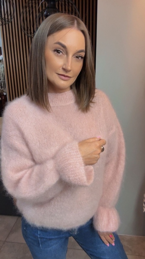 Sweter Premium GIANCHI z Kid Mohair – Pudrowy Róż