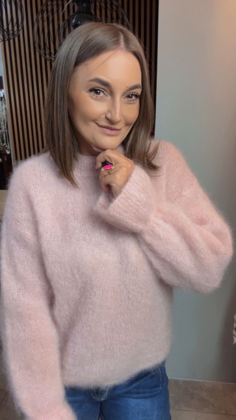 Sweter Premium GIANCHI z Kid Mohair – Pudrowy Róż