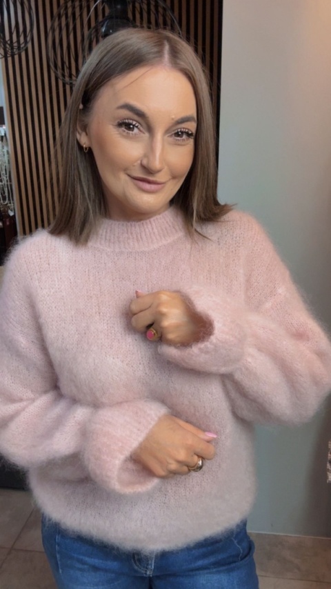 Sweter Premium GIANCHI z Kid Mohair – Pudrowy Róż