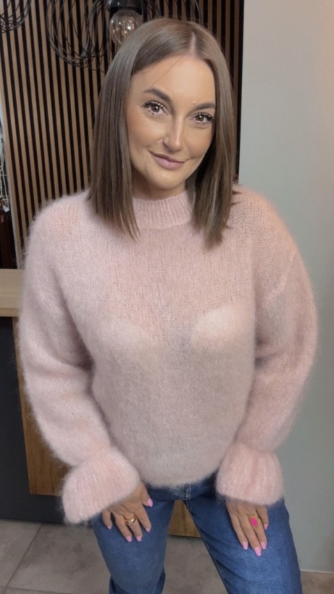 Sweter Premium GIANCHI z Kid Mohair – Pudrowy Róż