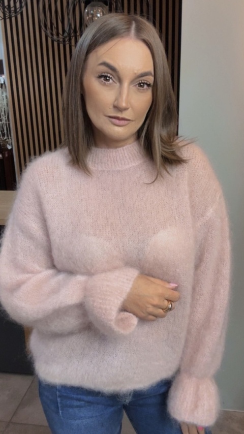 Sweter Premium GIANCHI z Kid Mohair – Pudrowy Róż