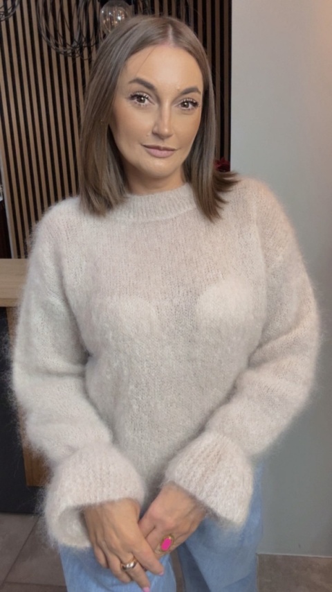 Sweter Premium GIANCHI z Kid Mohair - Beżowy