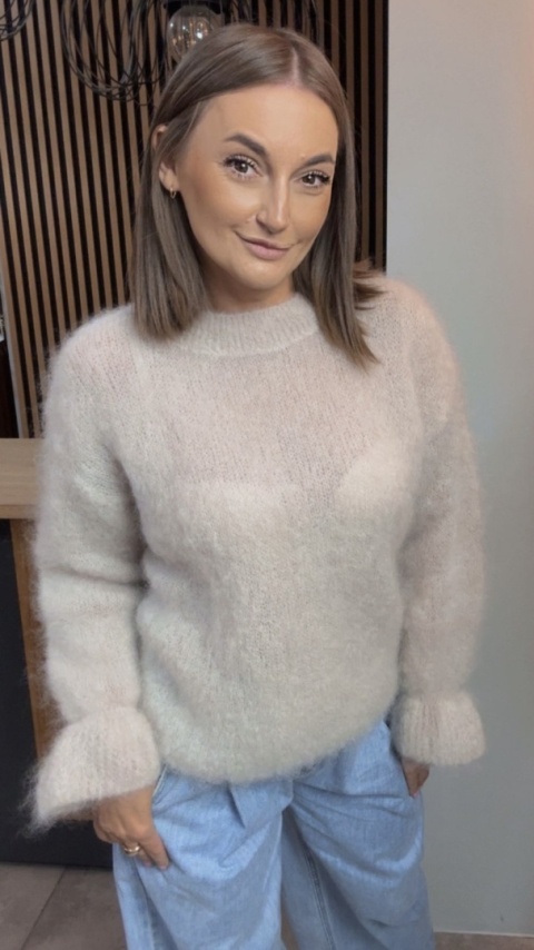 Sweter Premium GIANCHI z Kid Mohair - Beżowy