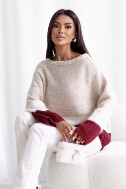 Sweter moher premium Madame Sue – miękki, ciepły, kolorowe pasy