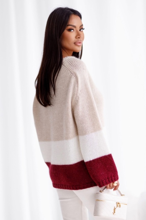 Sweter moher premium Madame Sue – miękki, ciepły, kolorowe pasy