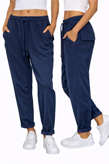 Spodnie dresowe damskie bawełniane Wiya z patką - Denim