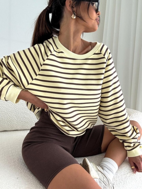 Bluza Bocca – Żółta w Brązowe Paski Bluza Bocca – Żółta w Brązowe Paski