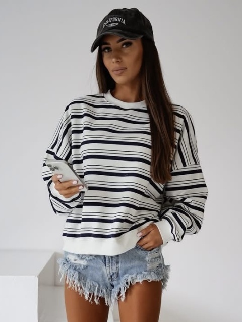 Bluza w paski Tekla granatowe Lenoshka Bluza w paski Tekla granatowe Lenoshka