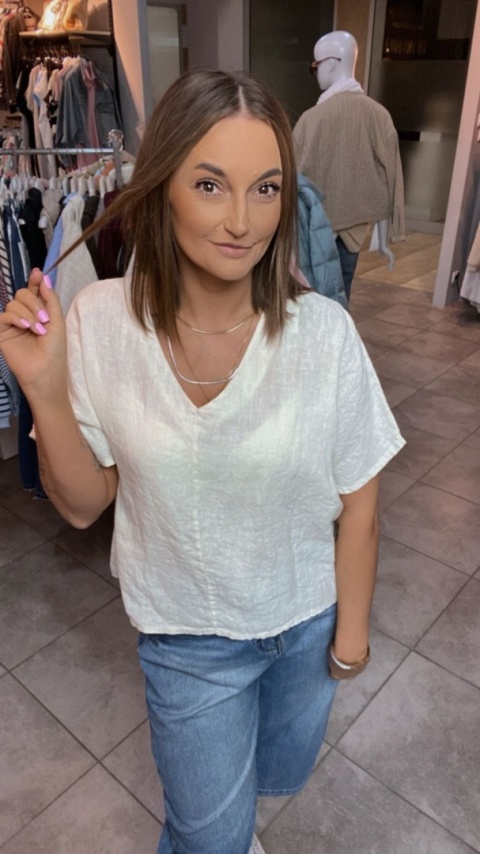 Bluzka Li Lu – 100% Len – Biała Bluzka Li Lu – 100% Len – Biała