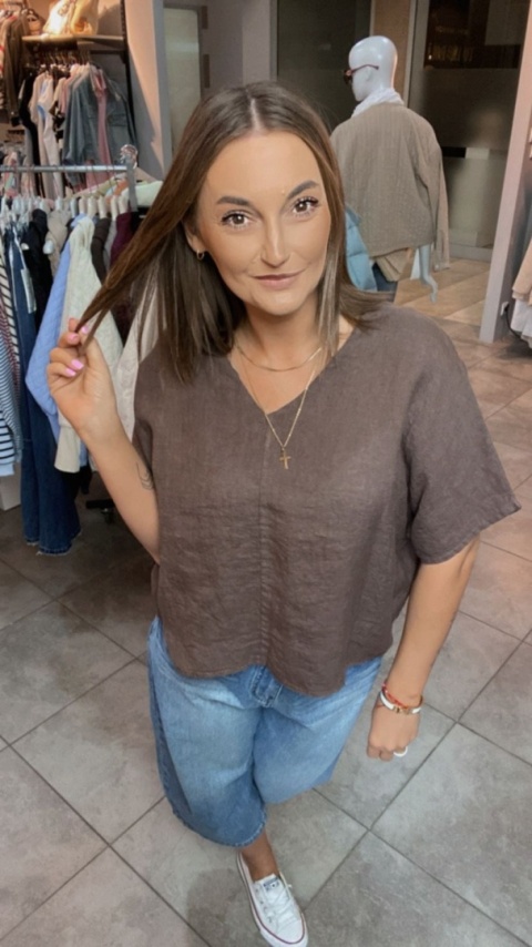 Bluzka Li Lu – 100% Len – Czekolada Bluzka Li Lu – 100% Len – Czekolada