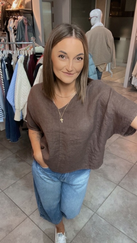 Bluzka Li Lu – 100% Len – Czekolada Bluzka Li Lu – 100% Len – Czekolada