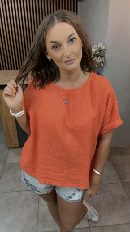 Bluzka Wendy Trendy 100% Len – Pomarańczowa