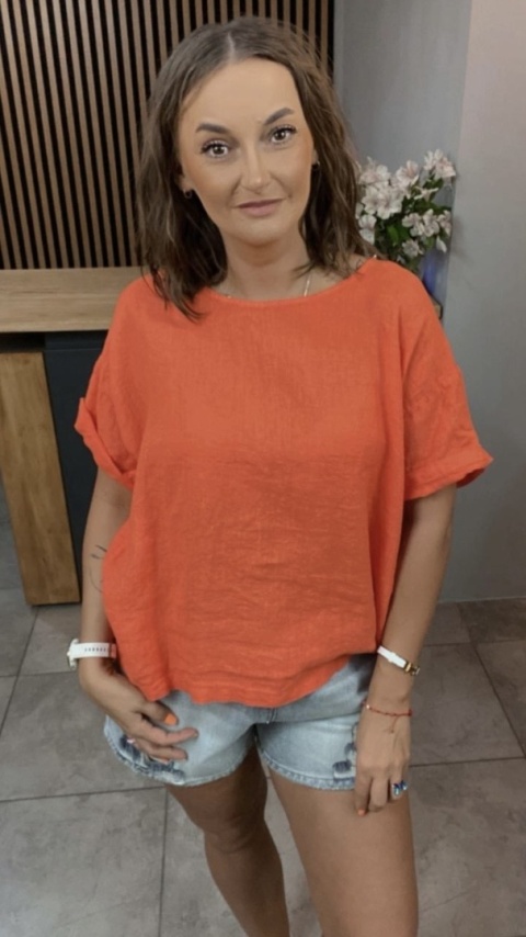 Bluzka Wendy Trendy 100% Len – Pomarańczowa Bluzka Wendy Trendy 100% Len – Pomarańczowa