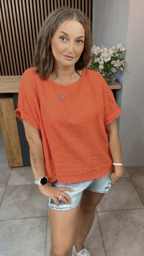Bluzka Wendy Trendy 100% Len – Pomarańczowa Bluzka Wendy Trendy 100% Len – Pomarańczowa