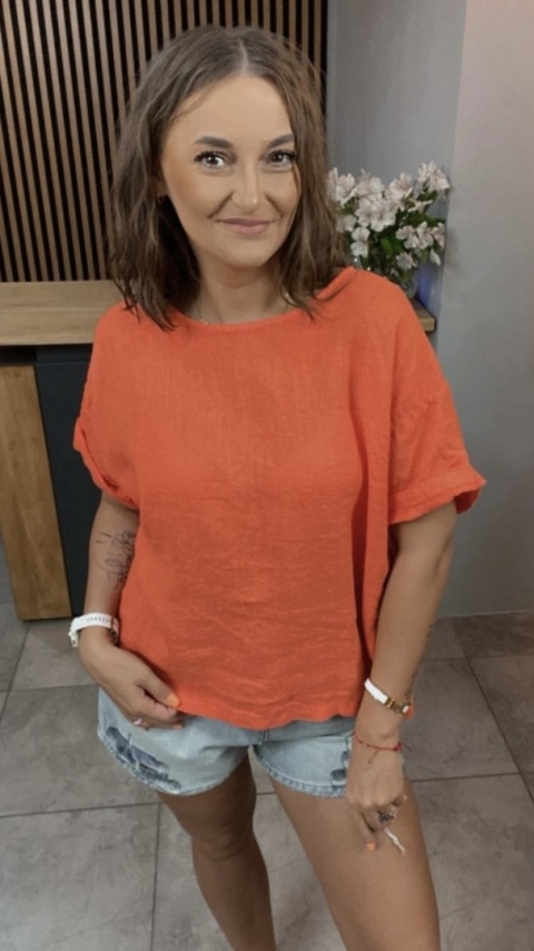 Bluzka Wendy Trendy 100% Len – Pomarańczowa Bluzka Wendy Trendy 100% Len – Pomarańczowa