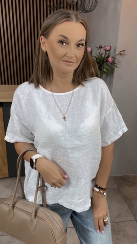 Bluzka Wendy Trendy 100% Len – Biały Bluzka Wendy Trendy 100% Len – Biały