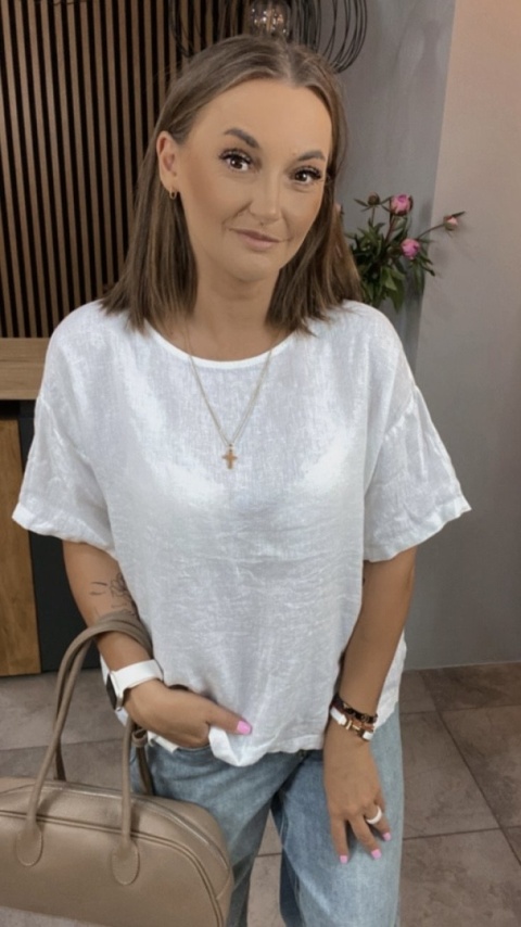 Bluzka Wendy Trendy 100% Len – Biały Bluzka Wendy Trendy 100% Len – Biały