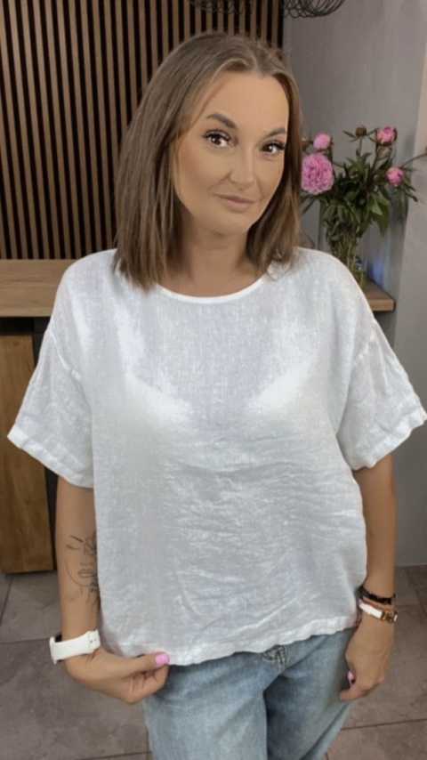 Bluzka Wendy Trendy 100% Len – Biały Bluzka Wendy Trendy 100% Len – Biały