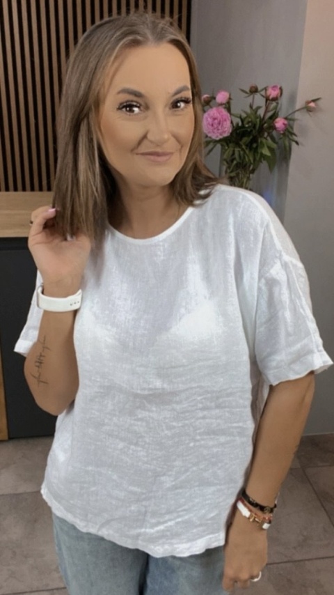 Bluzka Wendy Trendy 100% Len – Biały Bluzka Wendy Trendy 100% Len – Biały