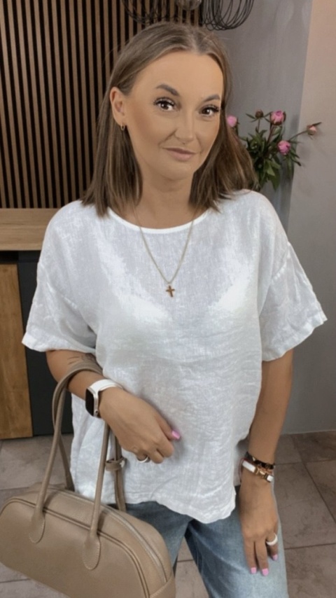 Bluzka Wendy Trendy 100% Len – Biały Bluzka Wendy Trendy 100% Len – Biały