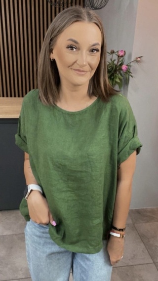 Bluzka Wendy Trendy 100% Len – Butelkowa Zieleń