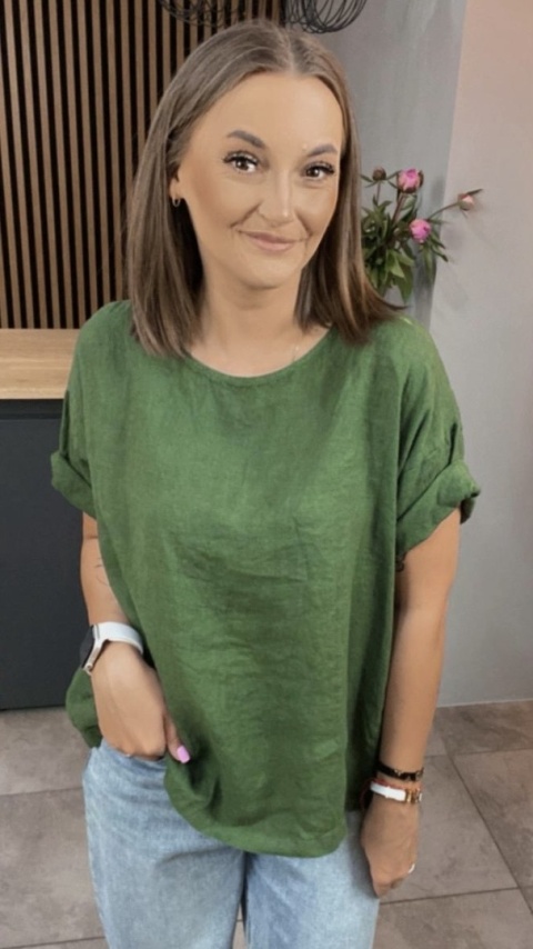 Bluzka Wendy Trendy 100% Len – Butelkowa Zieleń Bluzka Wendy Trendy 100% Len – Butelkowa Zieleń
