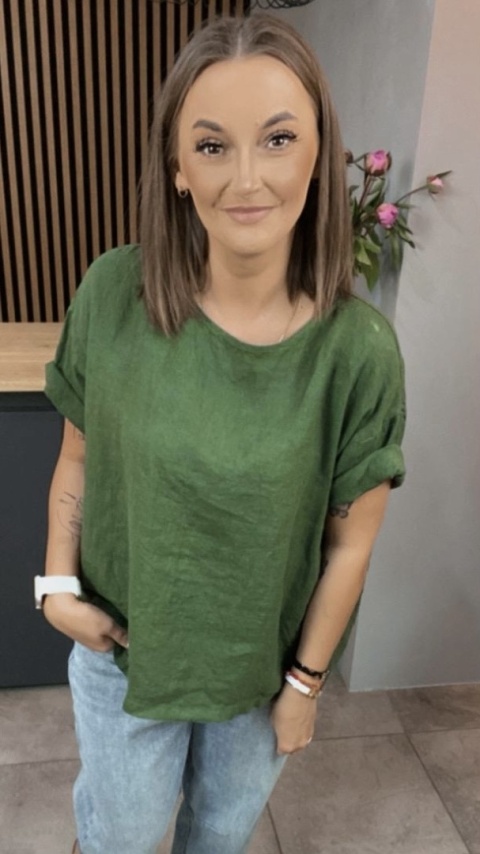 Bluzka Wendy Trendy 100% Len – Butelkowa Zieleń Bluzka Wendy Trendy 100% Len – Butelkowa Zieleń