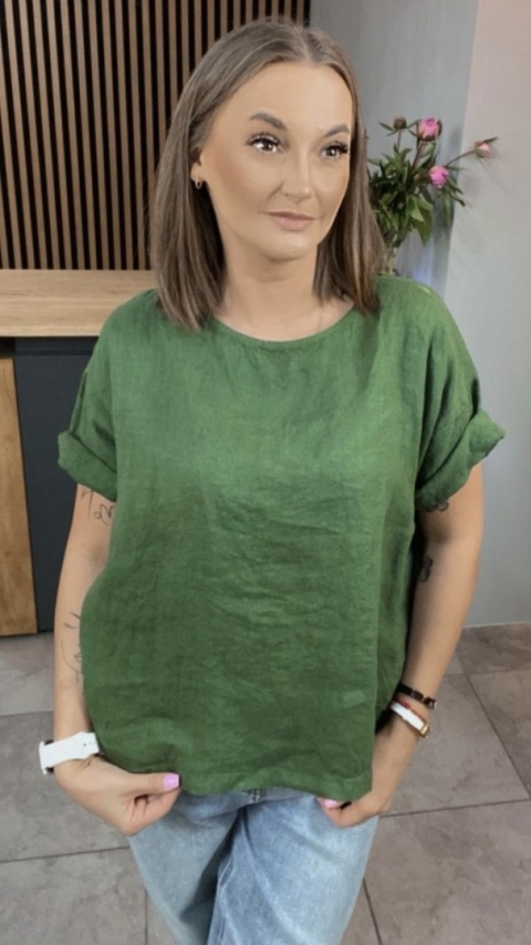 Bluzka Wendy Trendy 100% Len – Butelkowa Zieleń Bluzka Wendy Trendy 100% Len – Butelkowa Zieleń