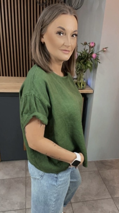Bluzka Wendy Trendy 100% Len – Butelkowa Zieleń Bluzka Wendy Trendy 100% Len – Butelkowa Zieleń