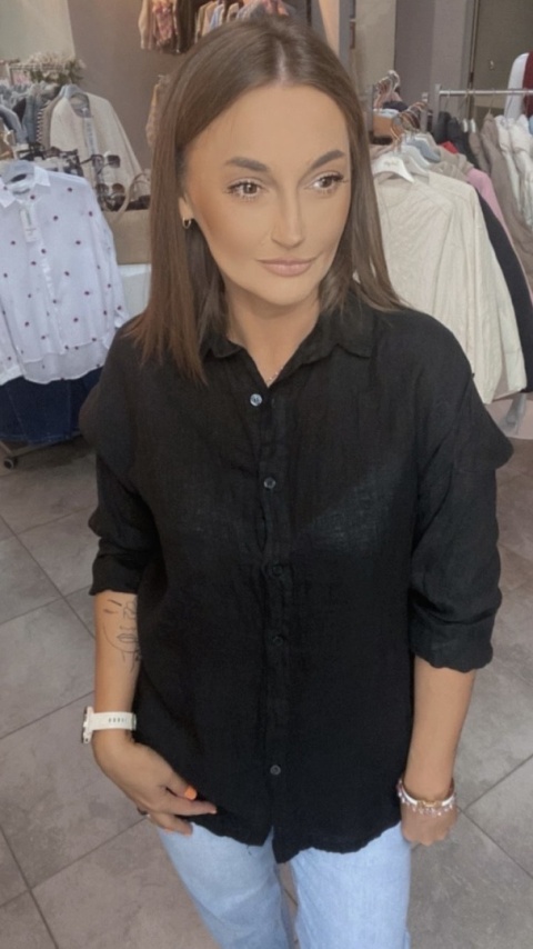 Koszula Li Lu – 100% Len - Czarna Koszula Li Lu – 100% Len - Czarna