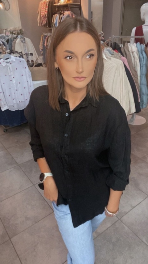 Koszula Li Lu – 100% Len - Czarna Koszula Li Lu – 100% Len - Czarna