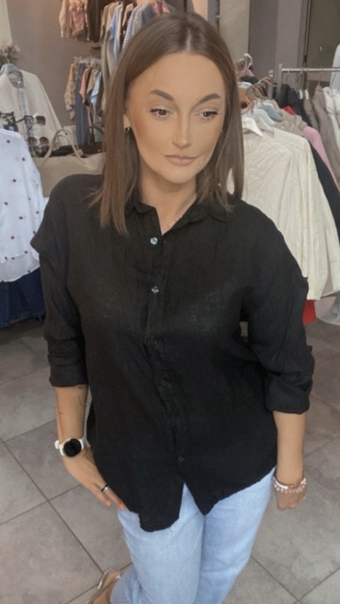 Koszula Li Lu – 100% Len - Czarna Koszula Li Lu – 100% Len - Czarna