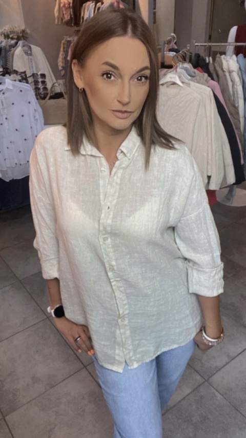 Koszula Li Lu – 100% Len - Beżowa Koszula Li Lu – 100% Len - Beżowa