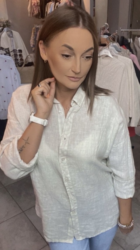 Koszula Li Lu – 100% Len - Beżowa Koszula Li Lu – 100% Len - Beżowa