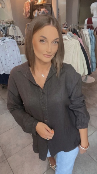 Koszula Li Lu – 100% Len - Czekolada