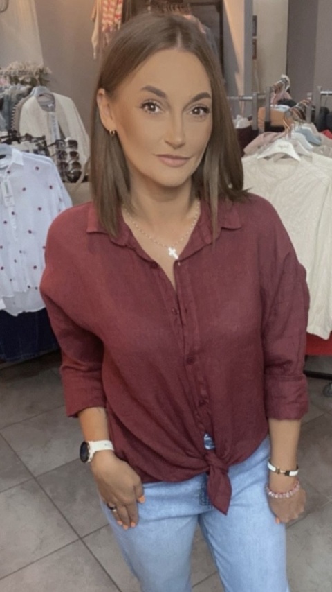 Koszula Li Lu – 100% Len - Burgunt Koszula Li Lu – 100% Len - Burgunt