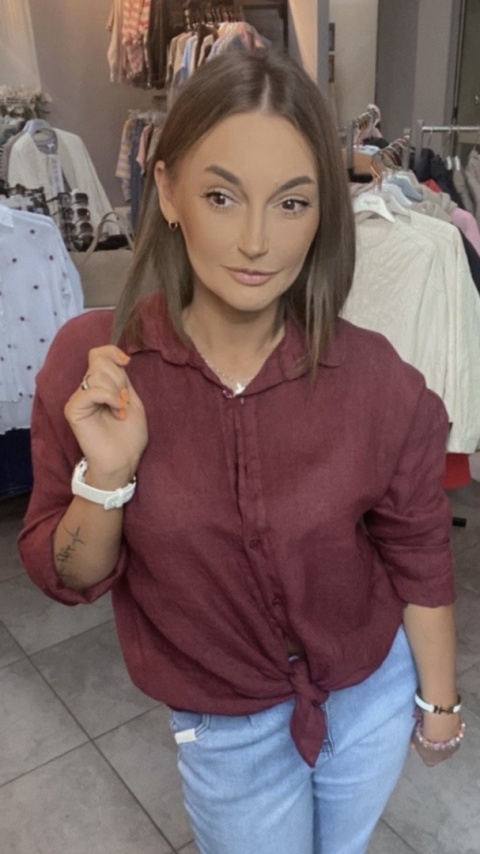 Koszula Li Lu – 100% Len - Burgunt Koszula Li Lu – 100% Len - Burgunt