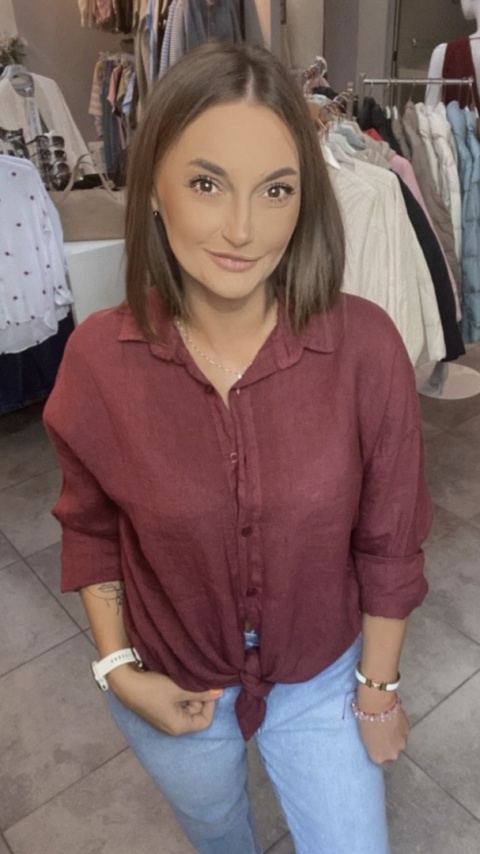 Koszula Li Lu – 100% Len - Burgunt Koszula Li Lu – 100% Len - Burgunt