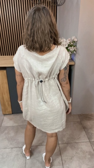 Sukienka Wendy Trendy 100% Len z Regulacją Beżowa