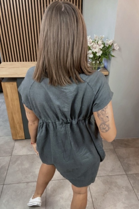 Sukienka Wendy Trendy 100% Len z Regulacją Grafitowa