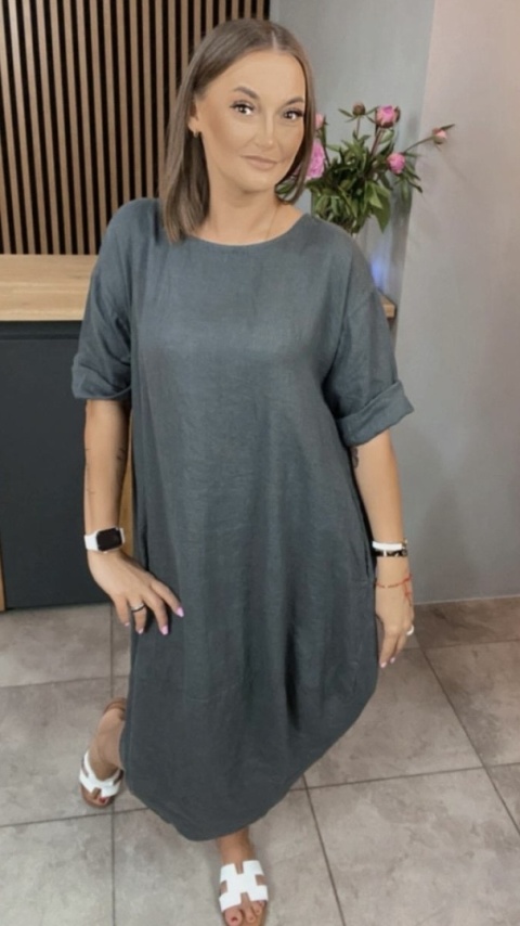 Sukienka Wendy Trendy – 100% len Grafit