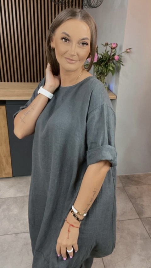 Sukienka Wendy Trendy – 100% len Grafit