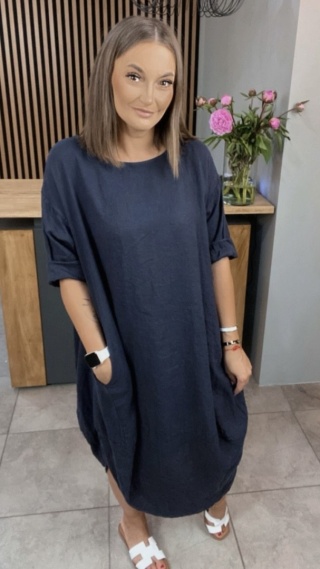 Sukienka Wendy Trendy – 100% len Granatowa