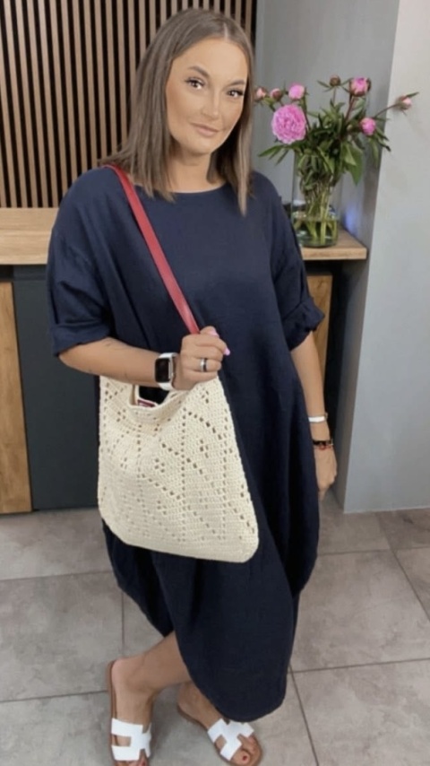 Sukienka Wendy Trendy – 100% len Granatowa Sukienka Wendy Trendy – 100% len Granatowa
